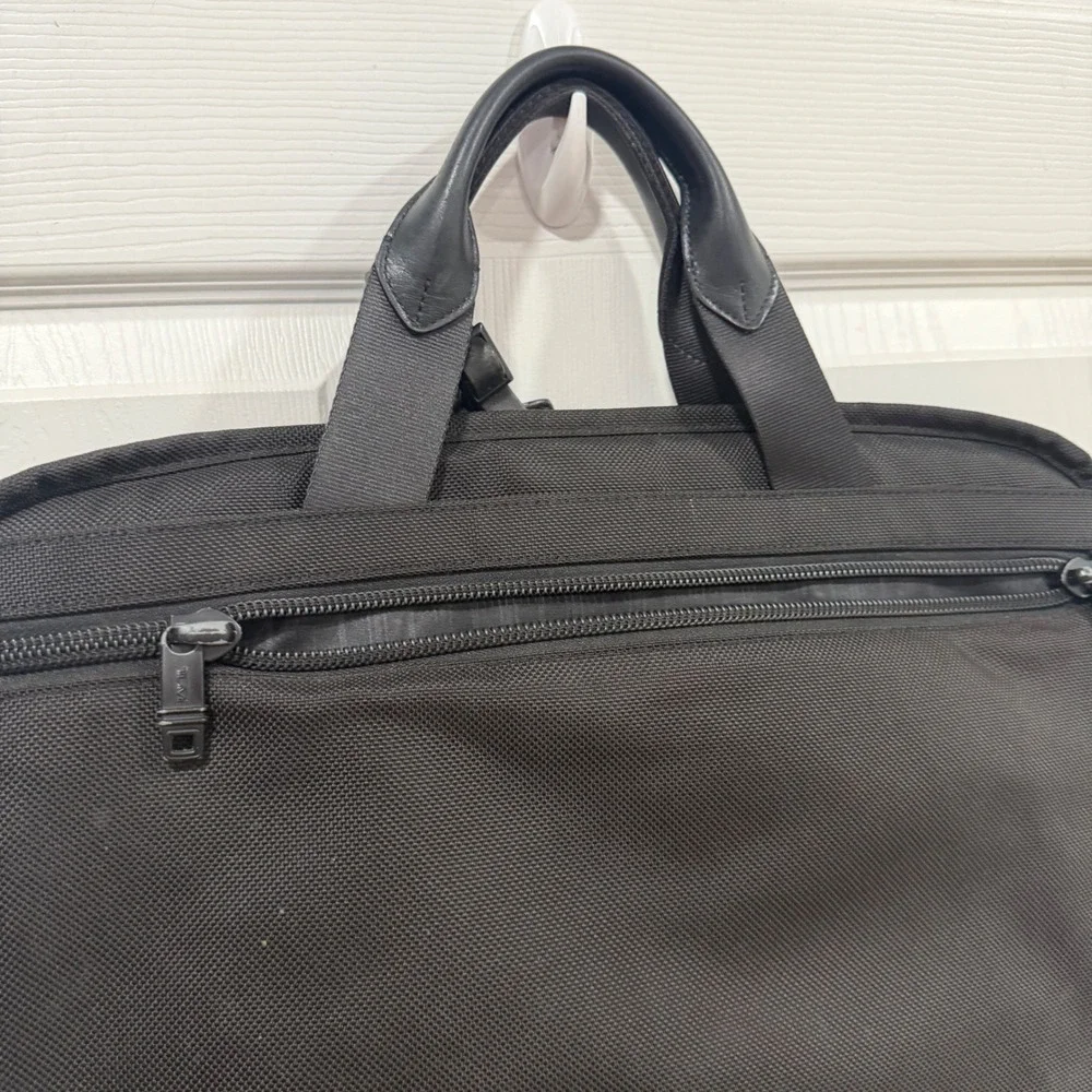 Tumi Alpha Black Ballistic Nylon Briefcase Messenger Laptop Bag With Strap